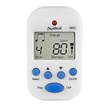 Zeroupshop M50 - Mini metronomo digitale a clip con display LCD, ampio intervallo di tempo 30-280 BPM, funzione ritmo e volume regolabili, strumento portatile per esercitarsi (bianco)