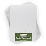 BLOOMING - Carta da seminata, 25 fogli da pianta, formato A5, 150 g/m2 – 15 x 21 cm, bianco vergine, semi di fiori selvatici biodegradabili, biglietti d'inviti, stampe