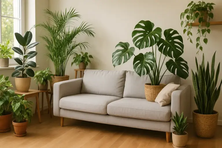 Come progettare un angolo verde in soggiorno? Sfrutta la luce naturale per ottenere un microclima ideale